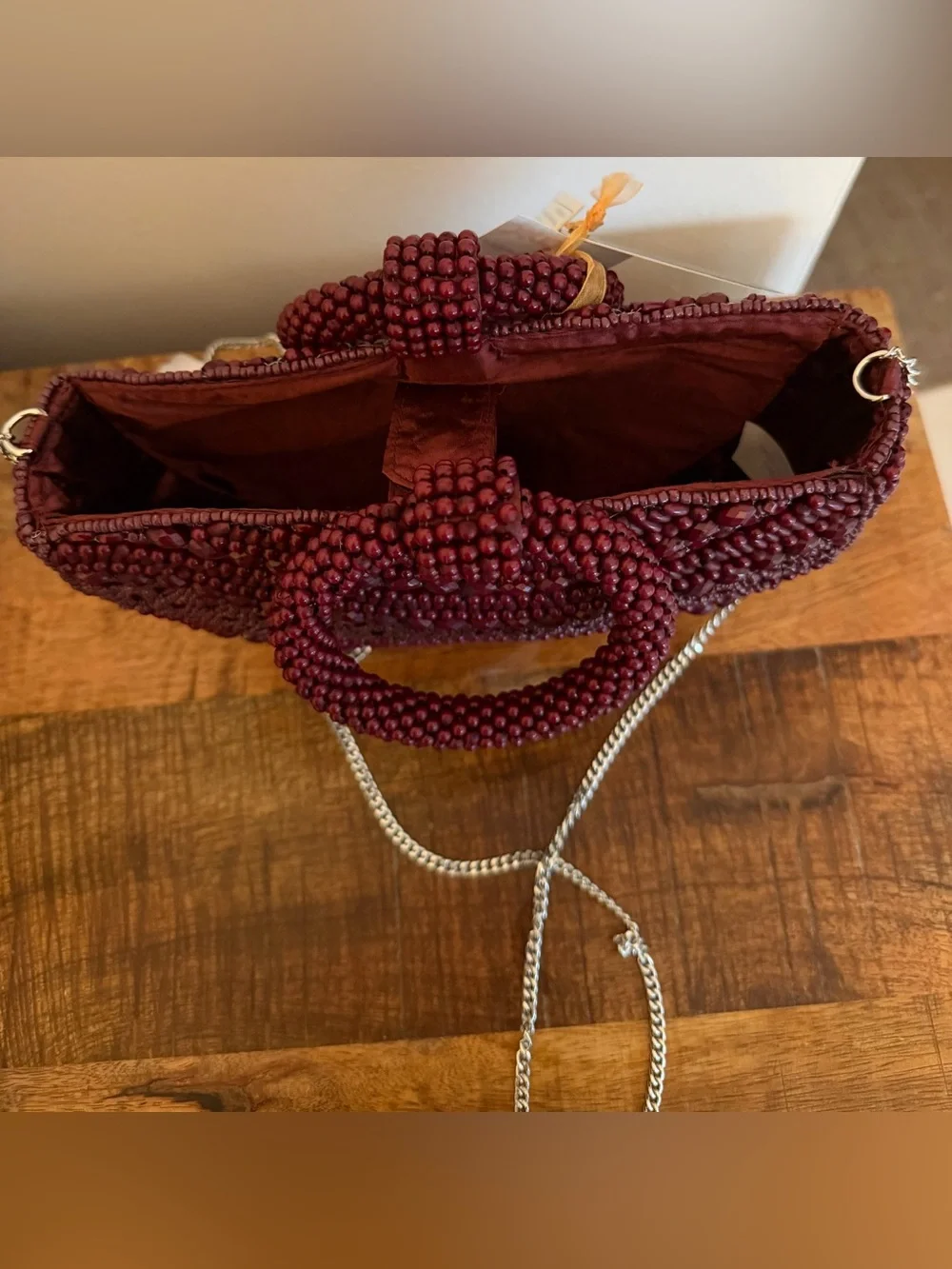 Beaded Burgundy Half Moon Handbag & Clutch NWT